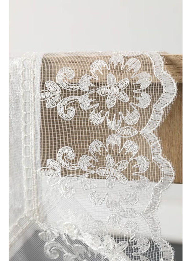Favora Fatih Guipure Velvet Runner - Ecru - Image 2
